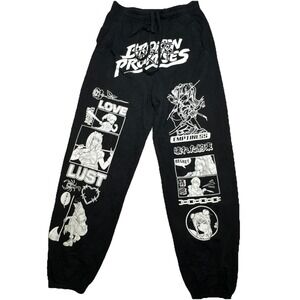 Sweatpants Anime Graphic Black Medium Broken Promises Lust Love Emptiness Regret